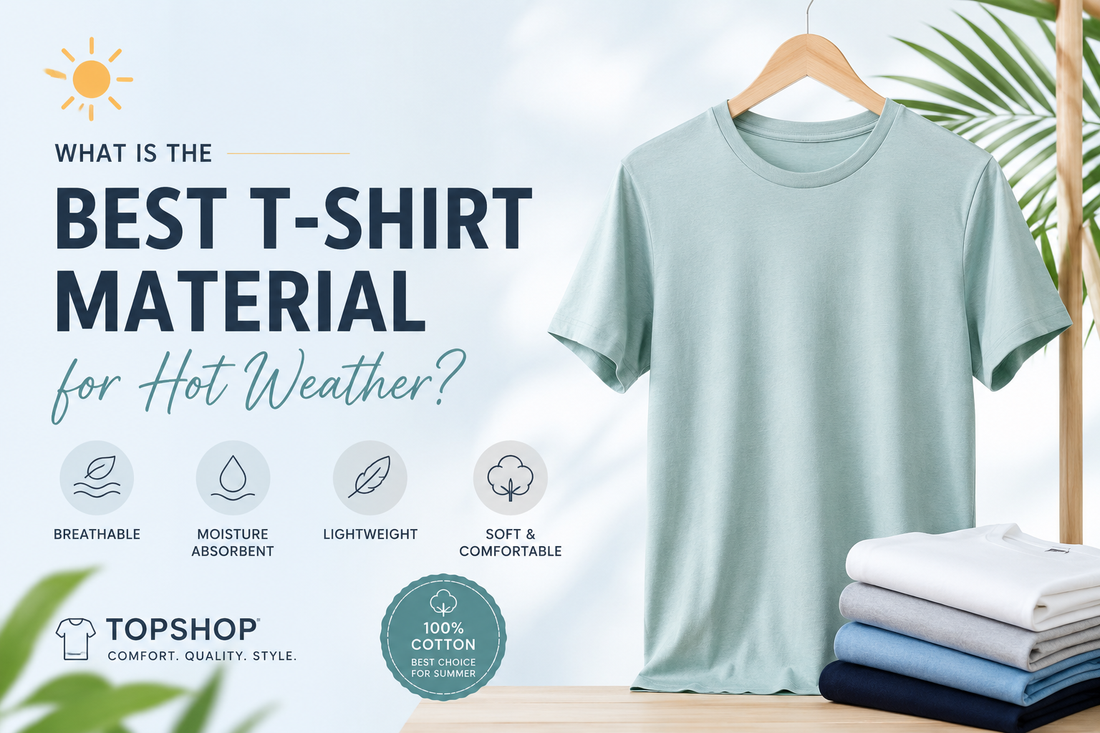 Best T-shirt material for hot weather featuring a breathable 100% cotton T-shirt for comfortable summer wear in Pakistan.
