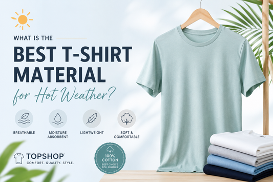 Best T-shirt material for hot weather featuring a breathable 100% cotton T-shirt for comfortable summer wear in Pakistan.