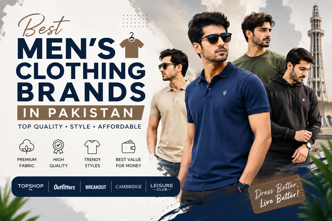 Stylish Pakistani men wearing premium casual clothing showcasing the best men's clothing brands in Pakistan by TopShop PK