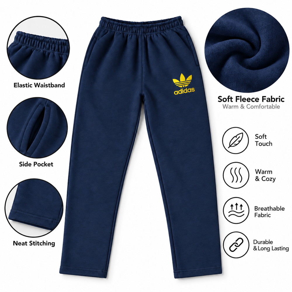 Premium Fleece Branded Trousers for Men Soft, Warm & Comfortable Navy