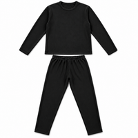 Unisex Ribbed Thermal Warmer Set Full Sleeve Shirt & Trouser Black