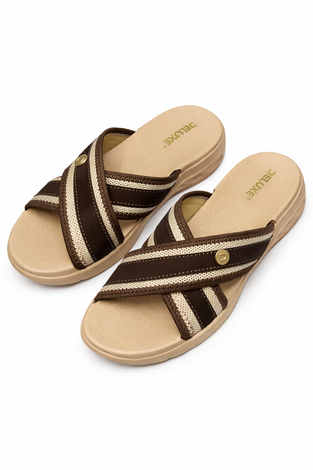 Men’s Brown Comfort Slides – Soft Sole Casual Slippers