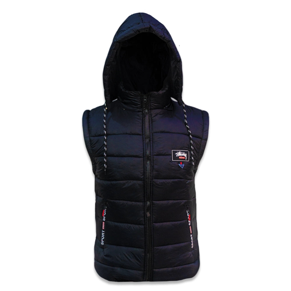 Men Puffer Sleeveless Jacket with Hood