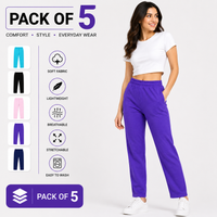 Pack of 5 Women cotton trousers  Soft Comfortable Daily Wear