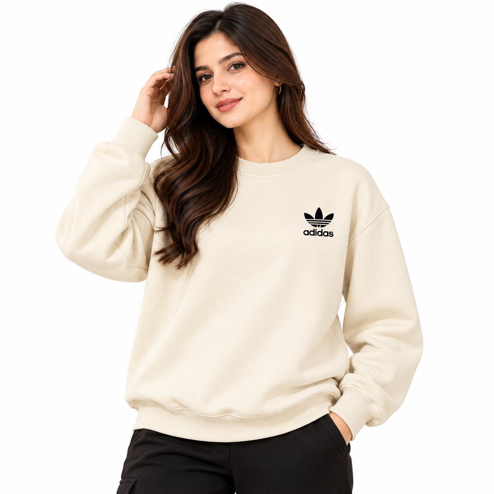 Unisex Fleece Sweatshirt Cream Premium Full Sleeve Winter Sweatshirt