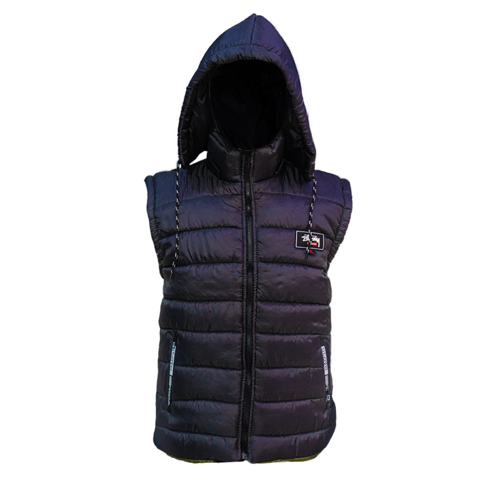 Men Puffer Sleeveless Jacket with Hood