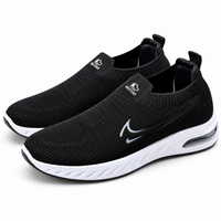 Unisex Black Knit Slip-On Sneakers Shoes