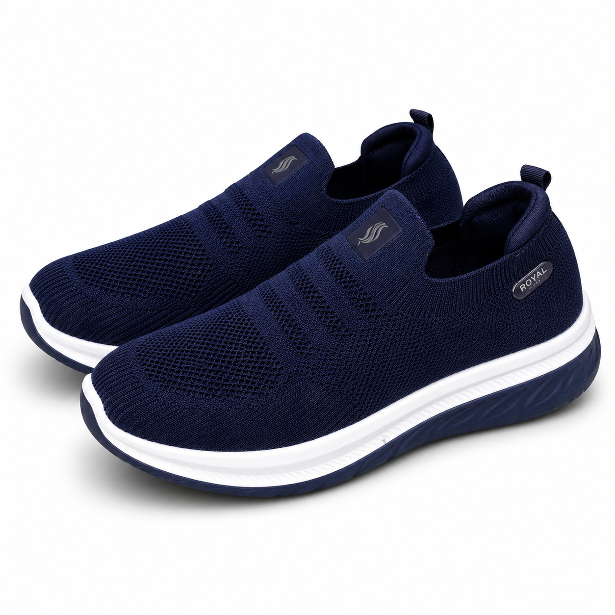 Men’s Navy Blue Knit Slip-On Snakers Shoes
