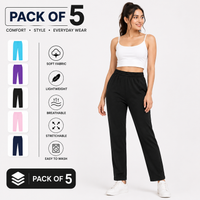 Pack of 5 Women cotton trousers  Soft Comfortable Daily Wear