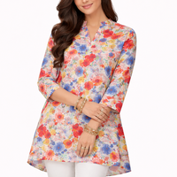 Women Printed Casual Tunic Top – Soft Floral & Pattern Design