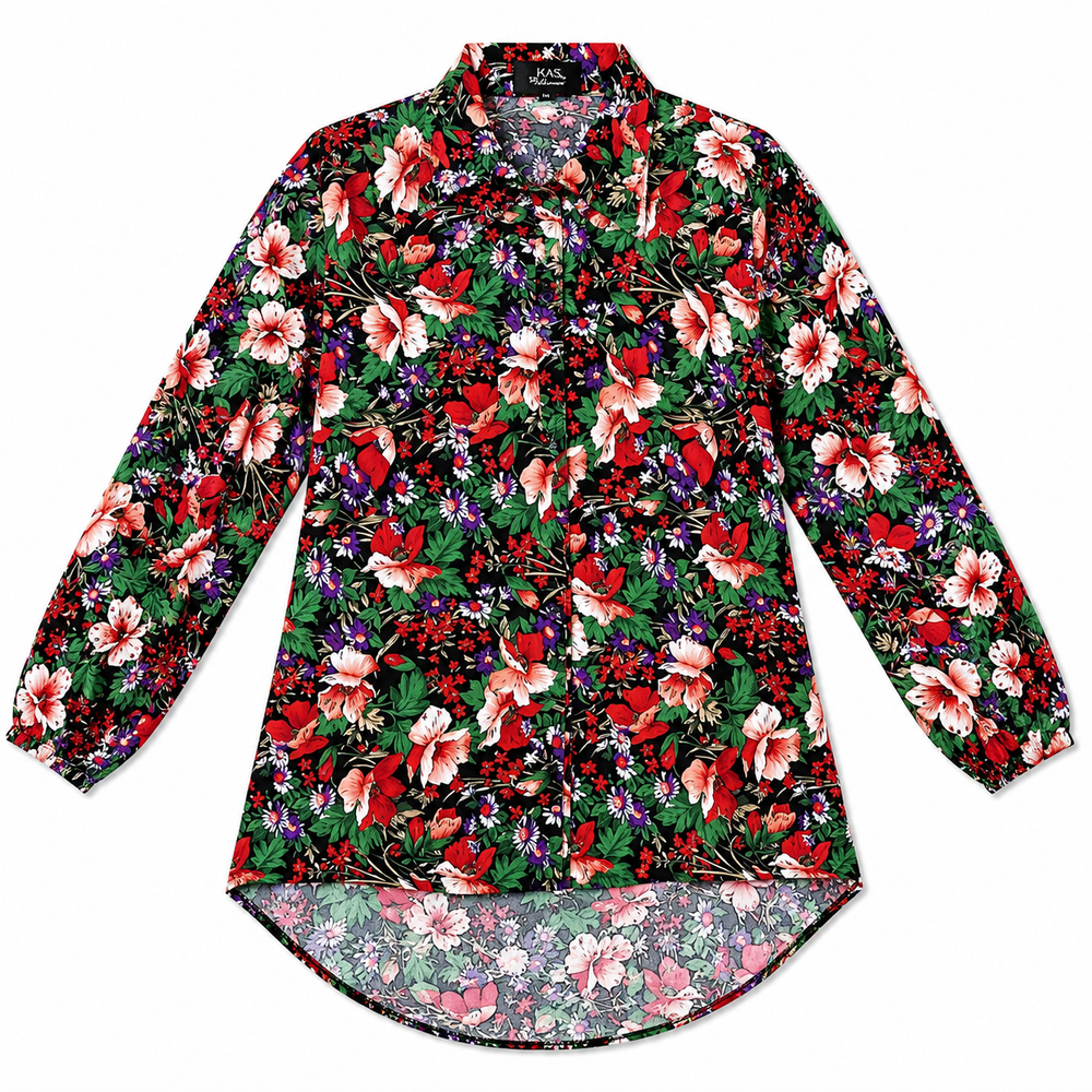 Women’s Floral Printed Long Shirt – Full Sleeve Casual Wear