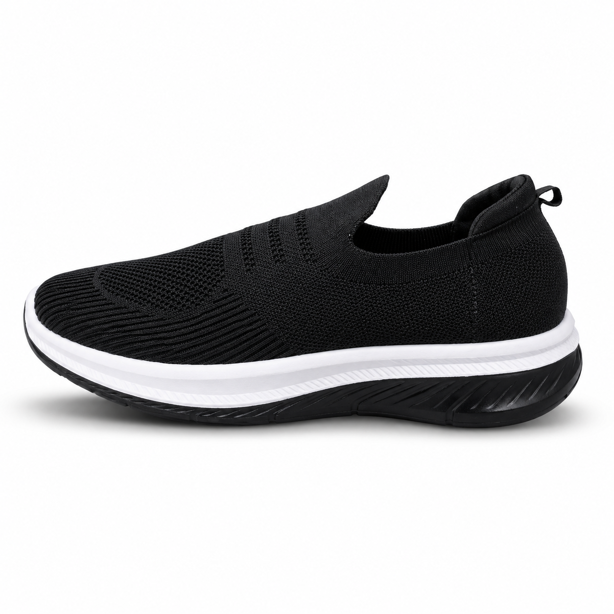 Women’s Black Slip-On Casual Sneakers – Comfortable Everyday Shoes AJK