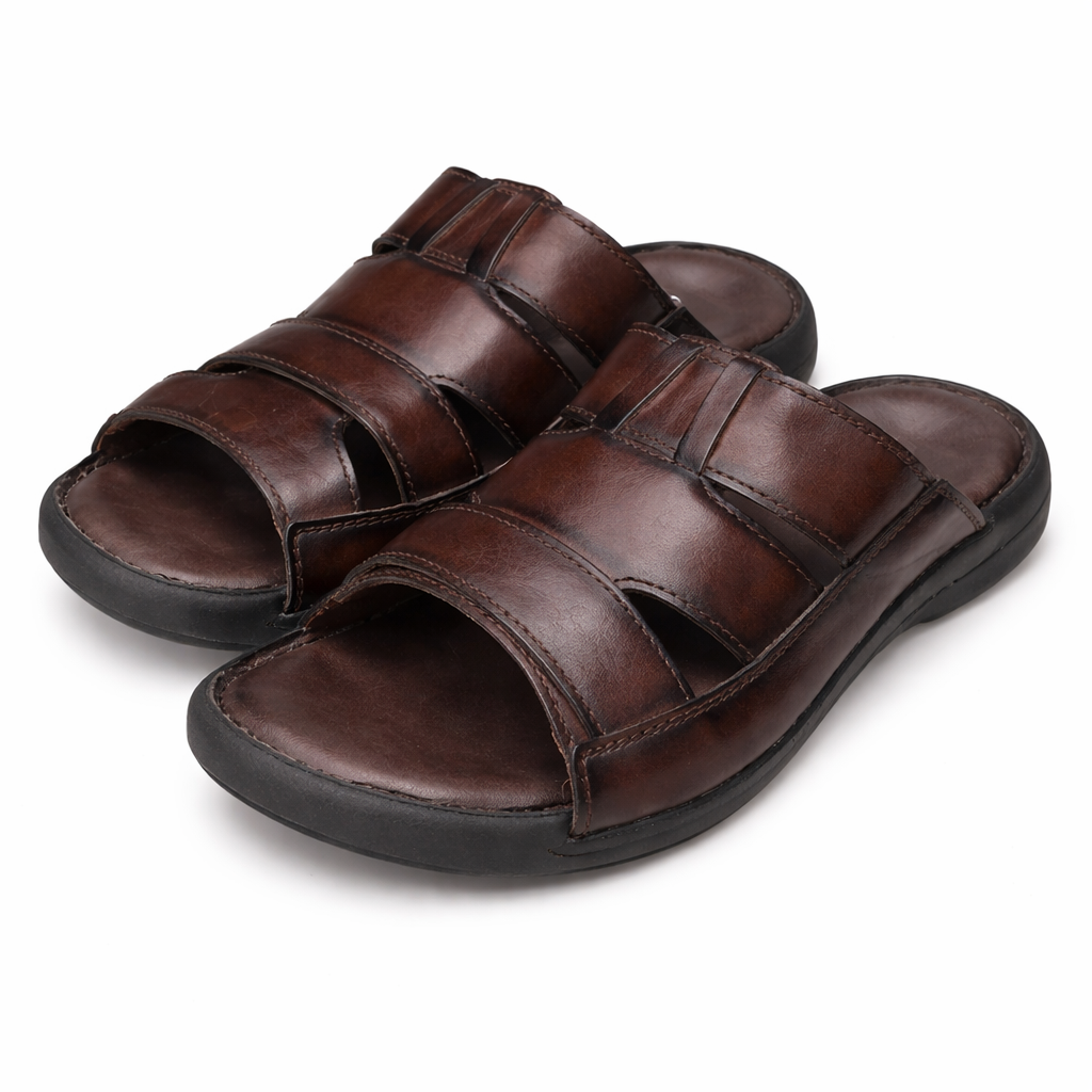 Men’s Premium Leather Sandals – Classic Comfort Everyday Wear