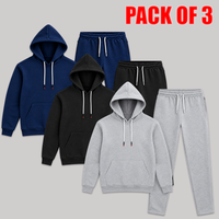 Men’s Fleece Tracksuit Pack of 3 Premium Hooded Sweatshirt & Trouser