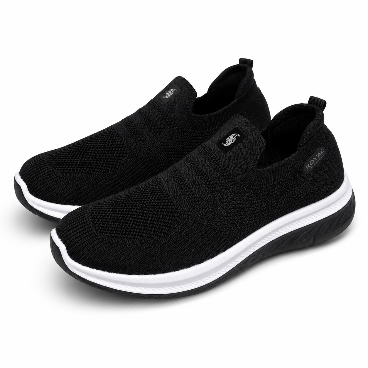 Men’s Black Knit Slip-On Snakers Shoes