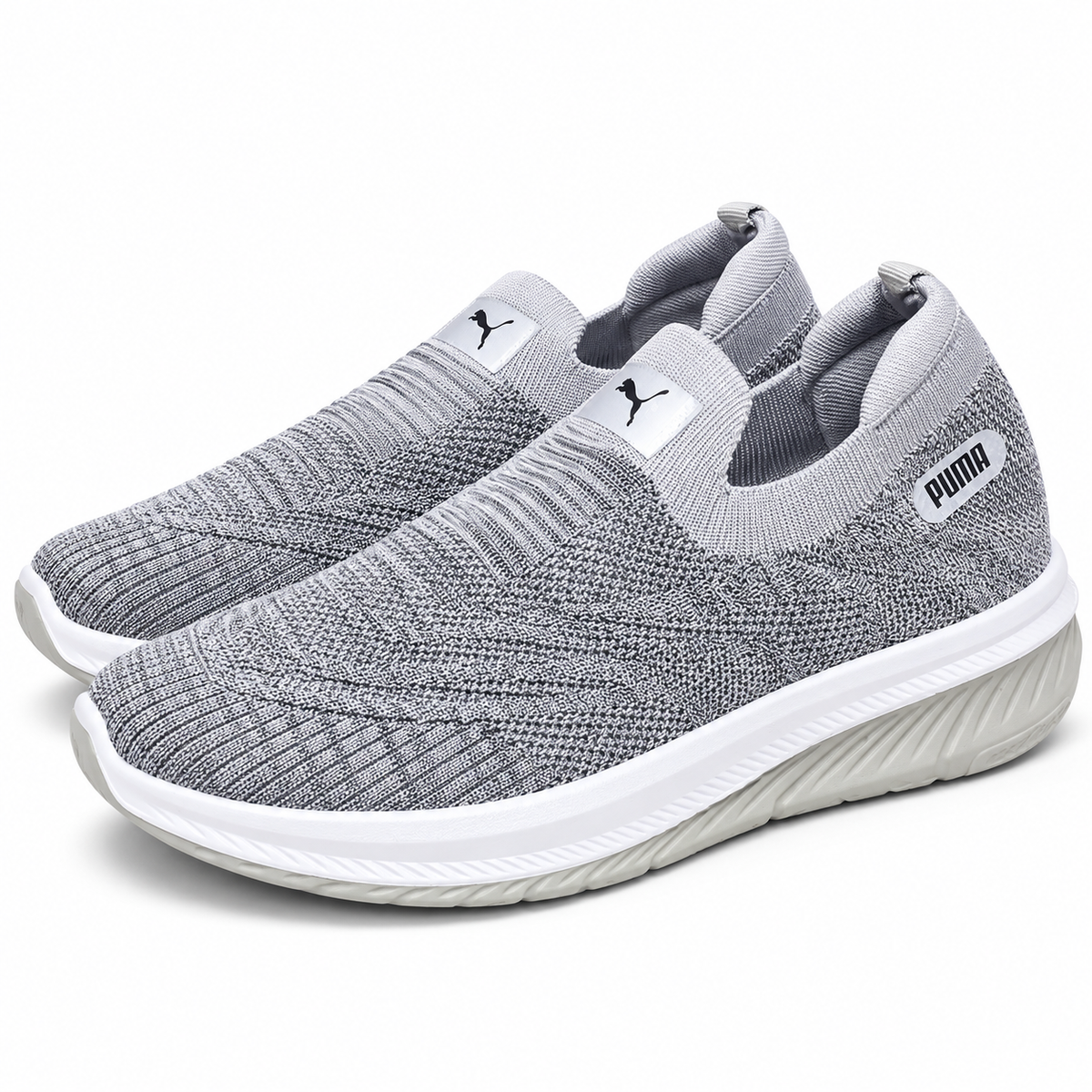Unisex Grey Knit Slip-On Sneakers Shoes ART