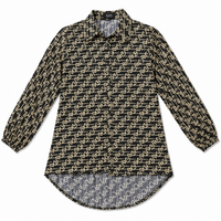 Women’s Black Printed Long Shirt – Chain Pattern Full Sleeve