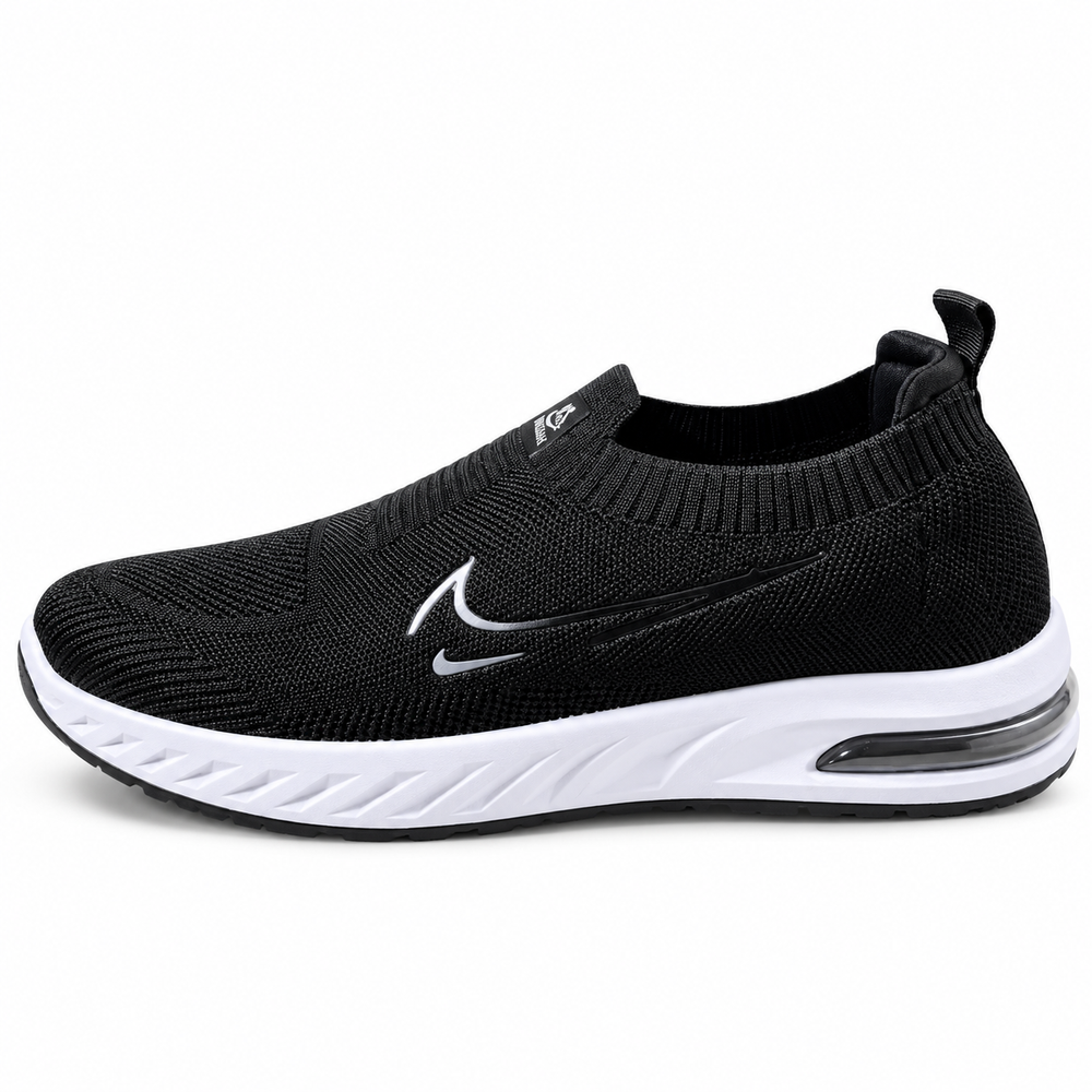 Unisex Black Knit Slip-On Sneakers Shoes