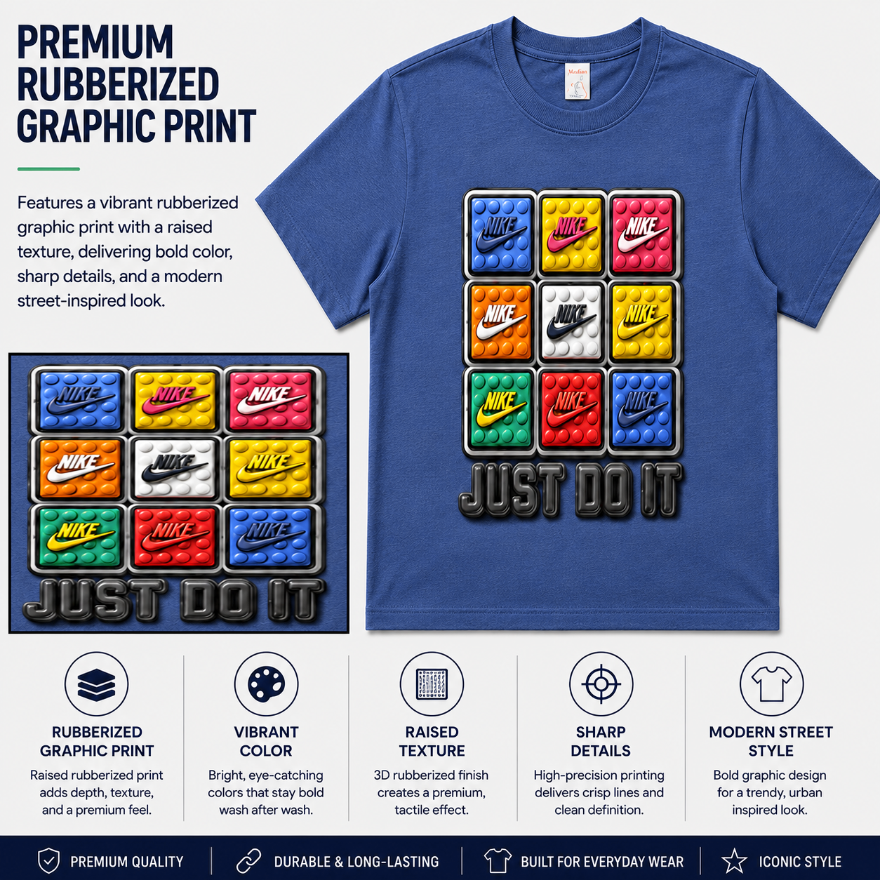 Men's Premium 3D Embossed Sticker Graphic T-Shirts
