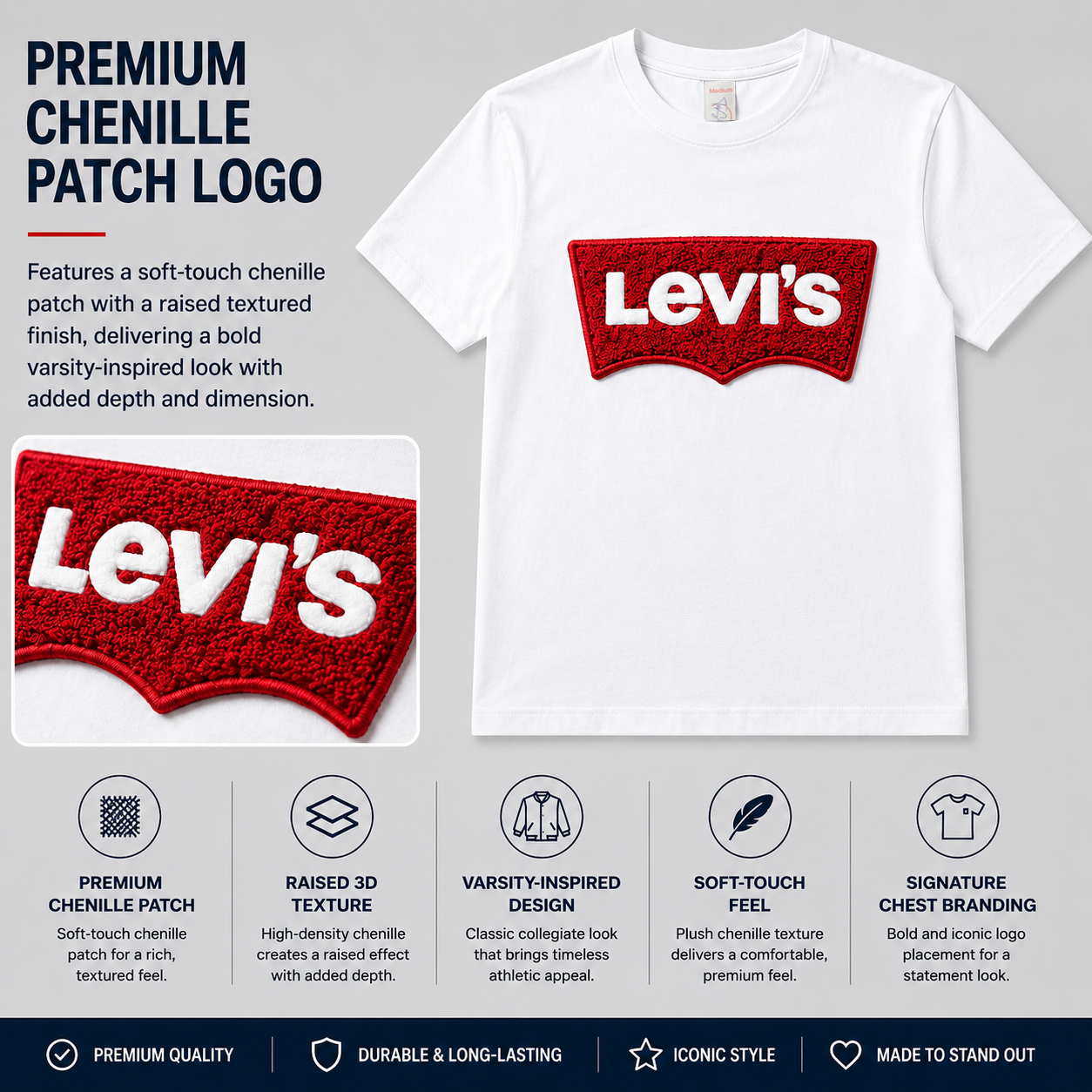 Men's Premium 3D Embossed Sticker Graphic T-Shirts