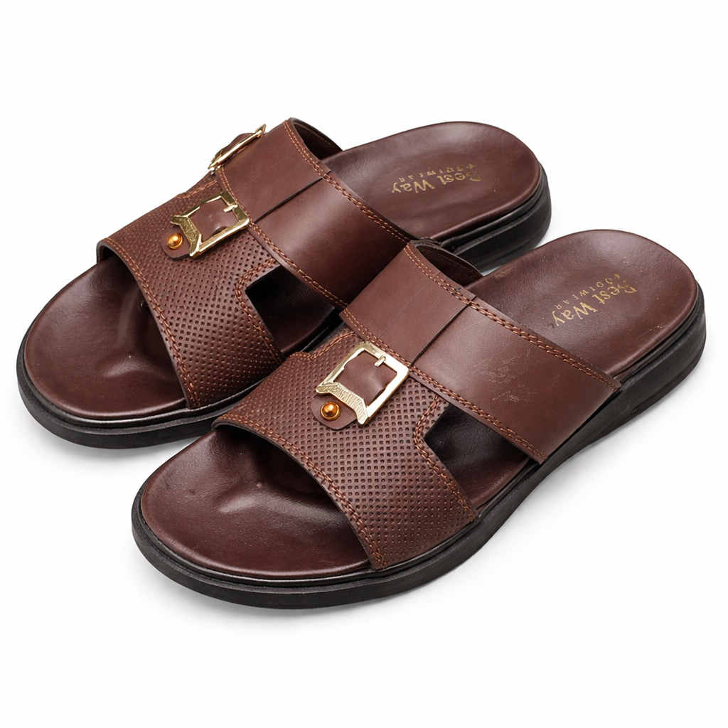 Men’s Premium Leather Slippers – Stylish Comfortable Casual Wear