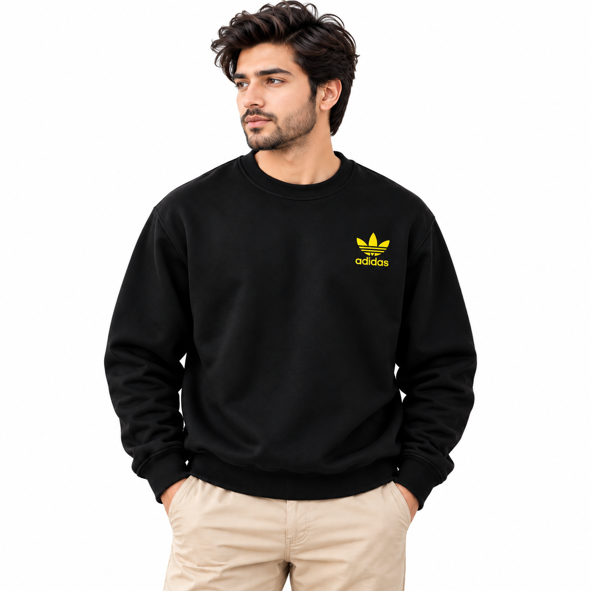 Unisex Fleece Sweatshirt Black Premium Full Sleeve Winter Sweatshirt