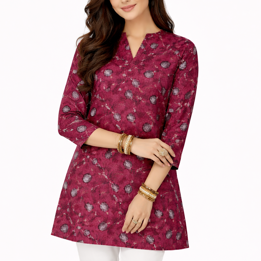 Women Printed Casual Tunic Top – Soft Floral & Pattern Design