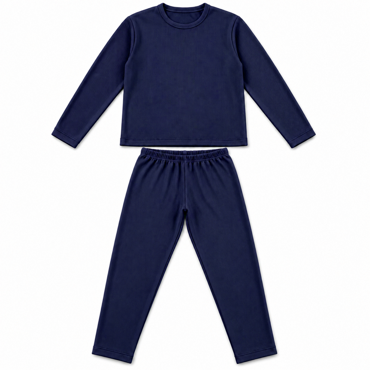 Unisex Ribbed Thermal Warmer Set Full Sleeve Shirt & Trouser Blue