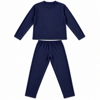 Unisex Ribbed Thermal Warmer Set Full Sleeve Shirt & Trouser Blue