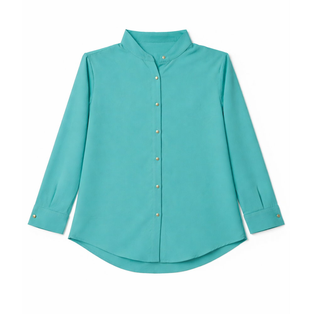 Women Solid Button Down Casual Shirt – Elegant & Comfortable