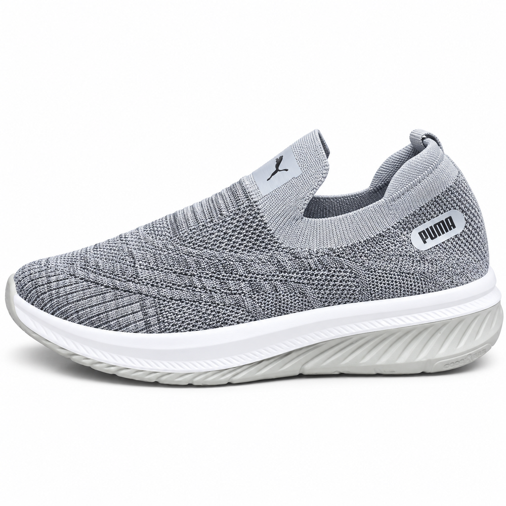 Unisex Grey Knit Slip-On Sneakers Shoes ART