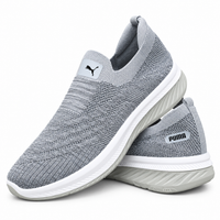 Unisex Grey Knit Slip-On Sneakers Shoes ART