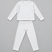 Unisex Ribbed Thermal Warmer Set Full Sleeve Shirt & Trouser White