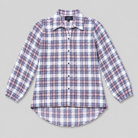 Women’s Checkered Printed Long Shirt – Blue & Pink Full Sleeve