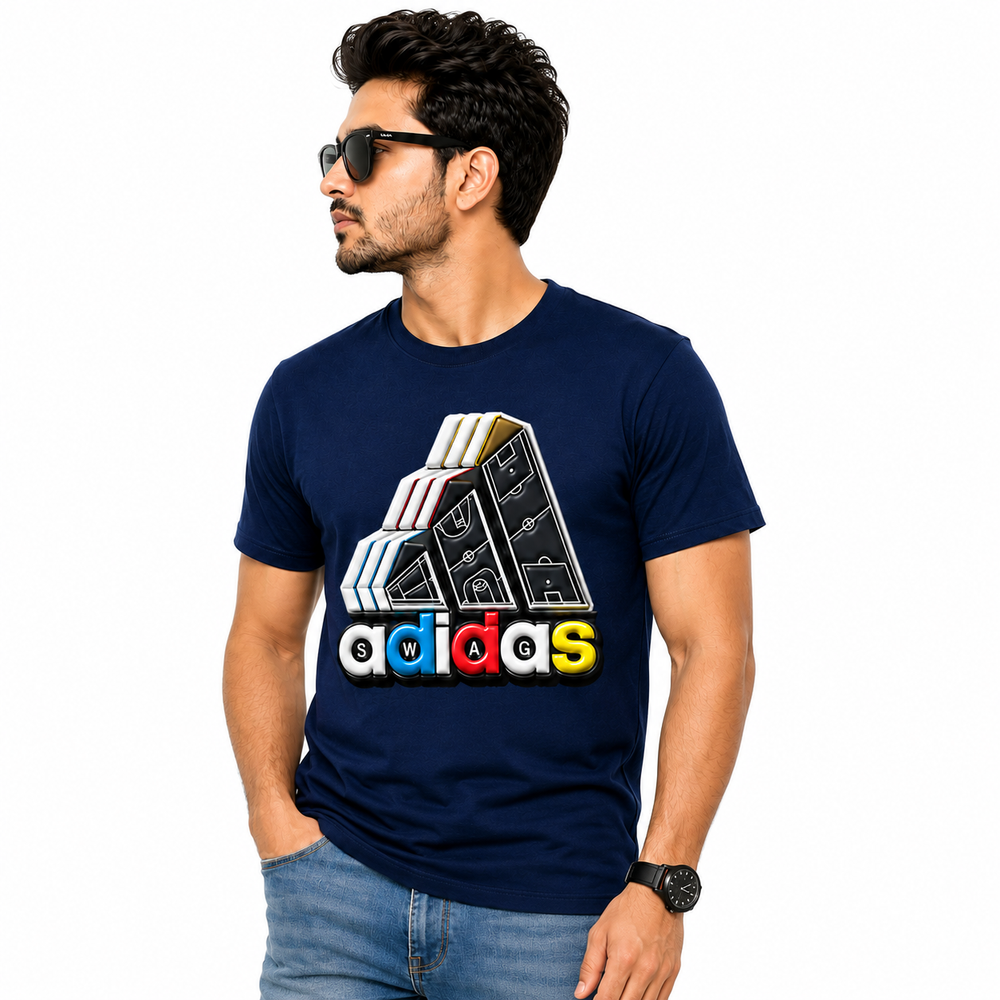Pack of 5 Men's Premium 3D Embossed Sticker Graphic T-Shirts