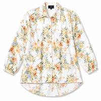 Women’s White Floral Printed Long Shirt – Full Sleeve Casual Wear