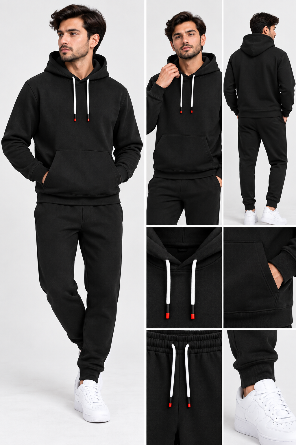 Men’s Fleece Tracksuit – Premium Hooded Sweatshirt & Trouser Black