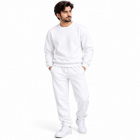 Men's  Round Neck Fleece Tracksuit White
