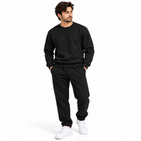Men's Round Neck Fleece Tracksuit Black