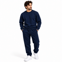 Men's Round Neck Fleece Tracksuit Blue