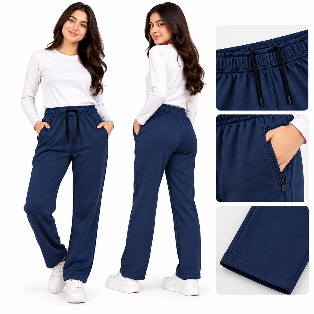 Women’s Zip Terry Trousers Mid-Season Wear Navy