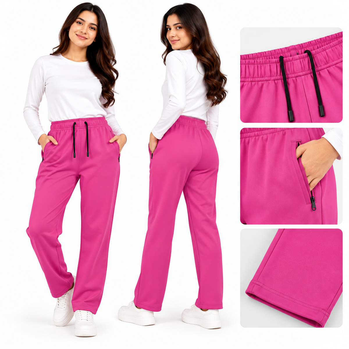 Pack of 3 Women’s Zip Terry Trousers Mid-Season Wear