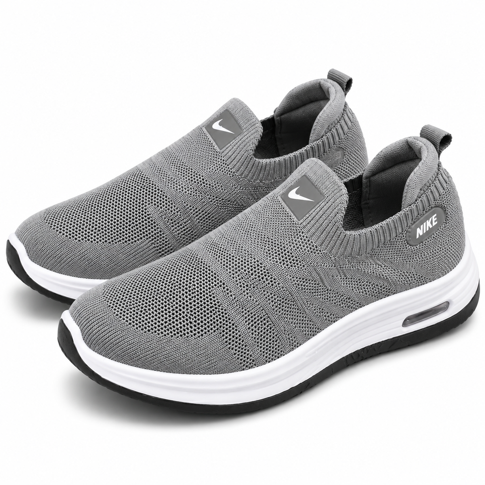 Unisex Grey Slip-On Casual Sneakers – Comfortable Everyday Shoes AJK