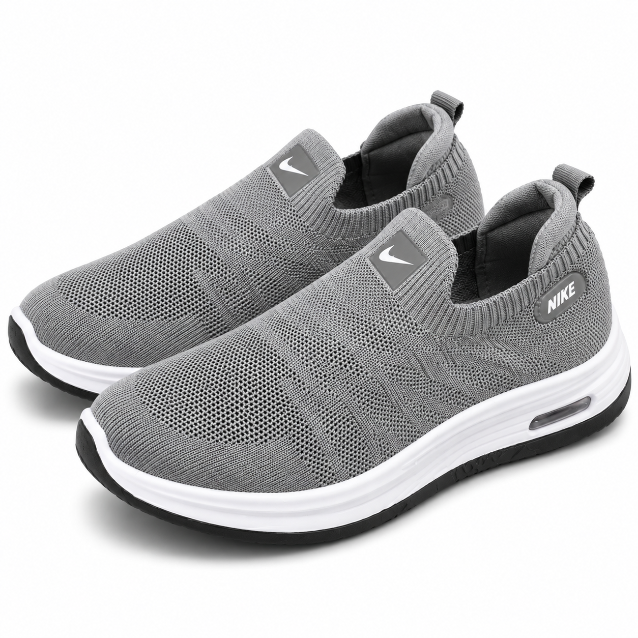 Unisex Grey Slip-On Casual Sneakers – Comfortable Everyday Shoes AJK