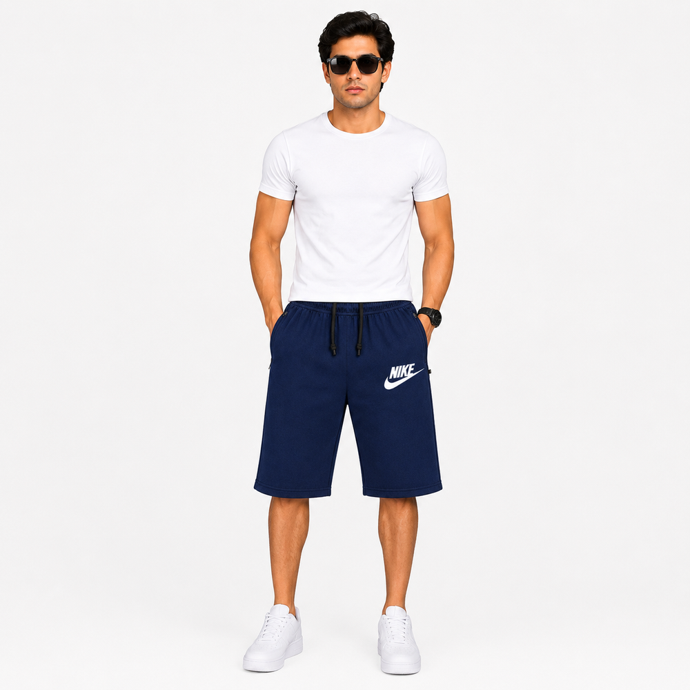Men Shorts Cotton with Zipper Pockets – Casual Gym & Daily Wear Pakistan Navy Blue