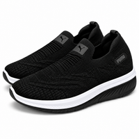 Unisex Black Knit Slip-On Sneakers Shoes ART
