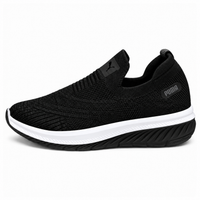 Unisex Black Knit Slip-On Sneakers Shoes ART