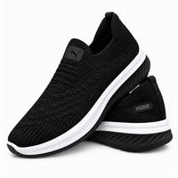 Unisex Black Knit Slip-On Sneakers Shoes ART