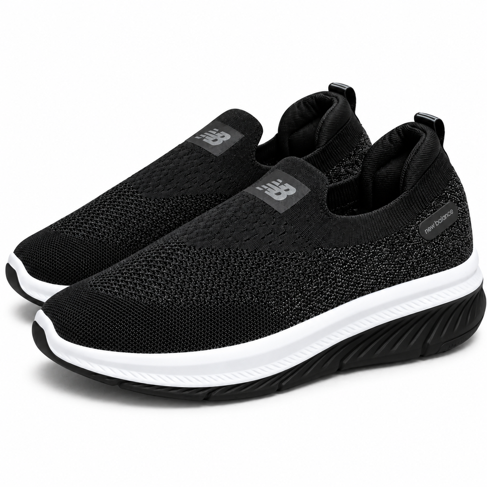 Unisex Black Knit Slip-On Sneakers Shoes ART