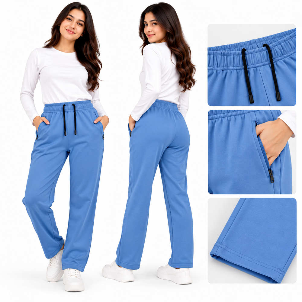Women’s Zip Terry Trousers Mid-Season Wear Sky